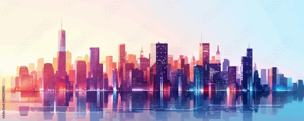 Modern cityscape with bustling streets and skyscrapers Vector flat minimalistic isolated Modern cityscape with bustling streets and skyscrapers Vector flat minimalistic isolated