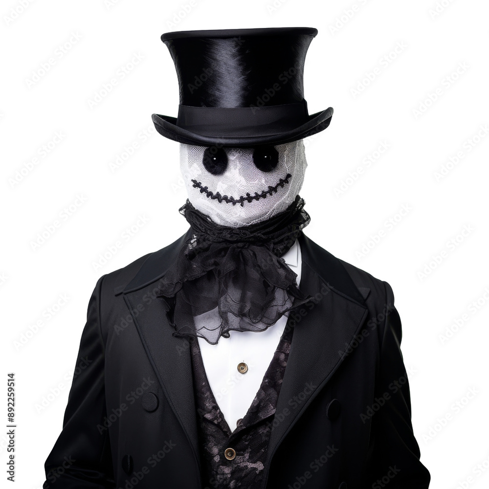 Isolated Snowman Wearing a Top Hat and Black Attire Without Background. Isolated Snowman Wearing a Top Hat and Black Attire Without Background.