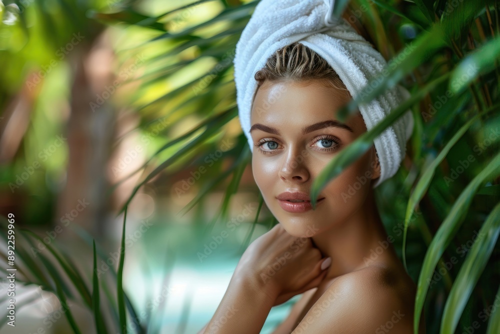 portrait of young beautiful woman in spa environment