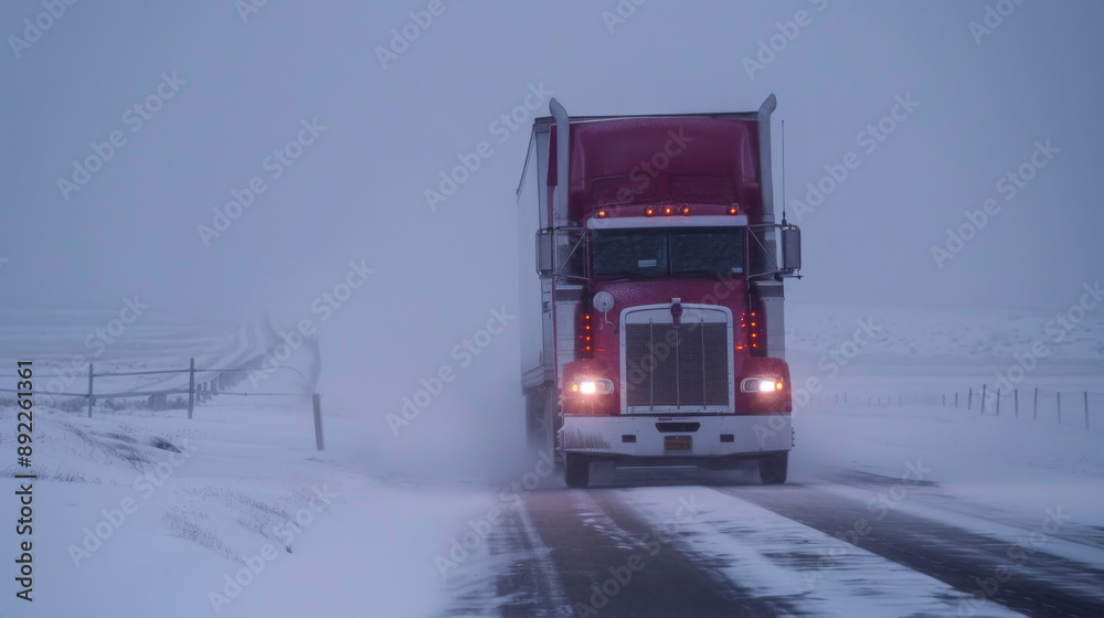 Through wind and storm, the trucker pressed on, defying the elements in the pursuit of delivery Through wind and storm, the trucker pressed on, defying the elements in the pursuit of delivery