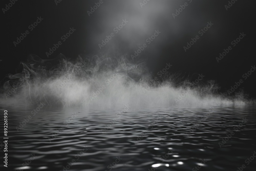 A serene black and white image of a body of water, ideal for use in editorial or advertising contexts A serene black and white image of a body of water, ideal for use in editorial or advertising contexts
