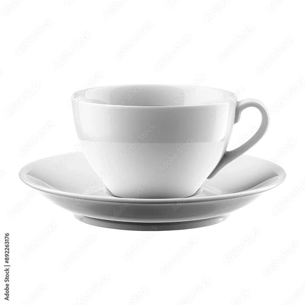 White Tea Cup and Saucer Isolated without Background for Transparency. White Tea Cup and Saucer Isolated without Background for Transparency.