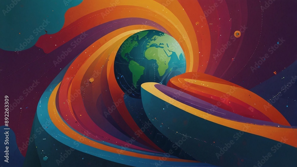 earth in space or abstract earth, AI Generated.