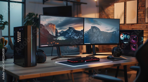 Two monitor setup for gaming and workspace