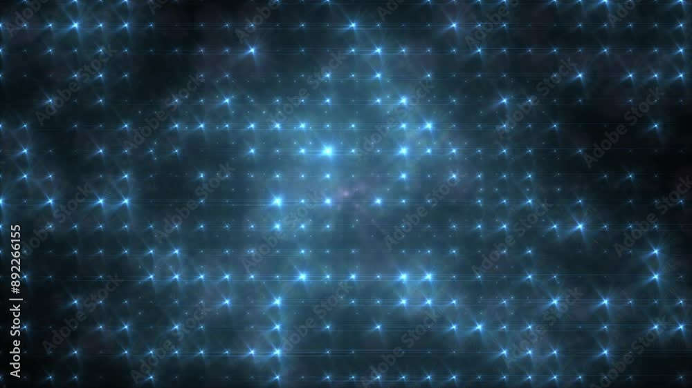 Abstract loop glowing blue disco wall with light bulbs abstract background. Video 4k