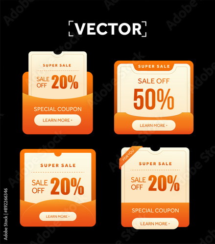 Bilde på lerret 3d special pack of coupons inside envelope, with coupon code, percentage off, isolated on background