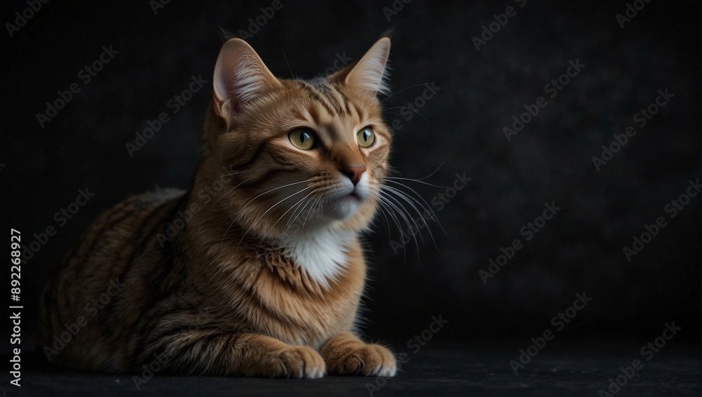 photo of domestic cat on black background made by AI generative photo of domestic cat on black background made by AI generative