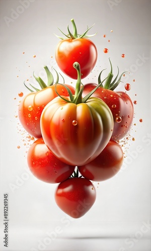Fresh Organic Red Tomatoes - Juicy Whole Tomatoes with Dewy Texture and Vibrant Detail