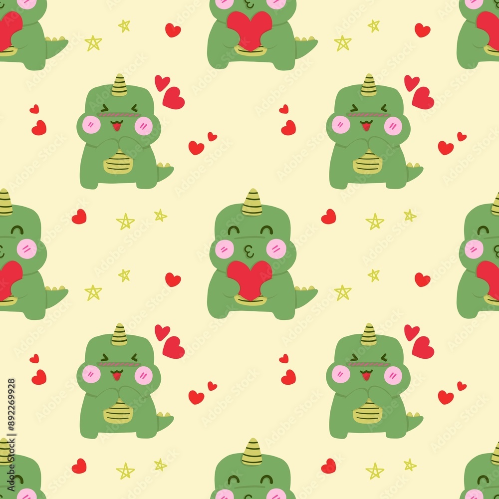 Obraz premium Seamless background illustration, Dinosaurs pattern background, packaging mockup, clothes and accessories pattern.