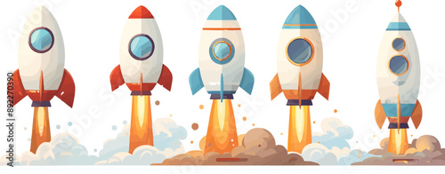 Toy galaxies on a plain white background. Vector flat isolated illustration.