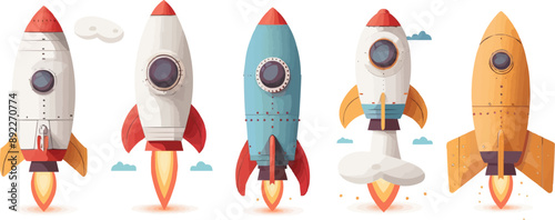 Toy galaxies on a plain white background. Vector flat isolated illustration.