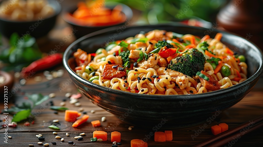 Delicious Stir-Fried Noodles with Chicken and Vegetables Delicious Stir-Fried Noodles with Chicken and Vegetables