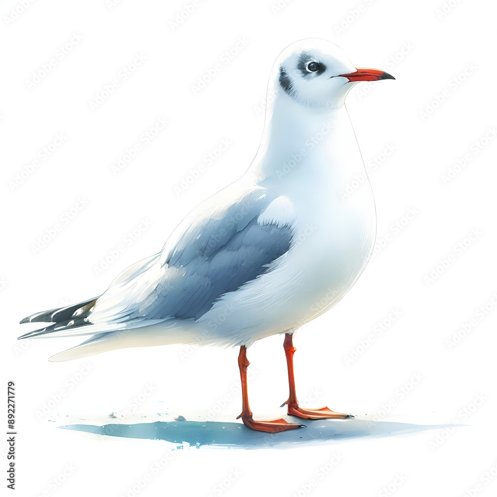 Obraz premium 흰 배경, 갈매기, 수채화 (white background, seagull, water colour)