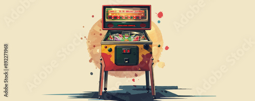 Retro arcade pinball machine Vector flat minimalistic isolated illustration
