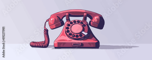 Retro telephone on a clean white surface. Vector flat isolated illustration.