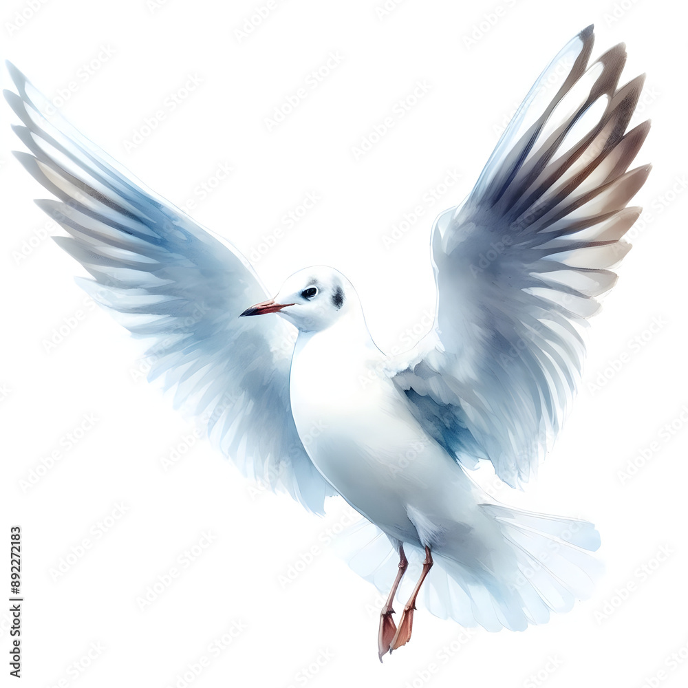 Fototapeta premium 흰 배경, 갈매기, 수채화 (white background, seagull, water colour)