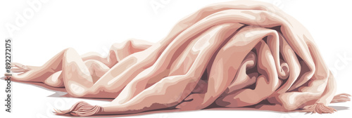 A cozy blanket, its soft folds inviting comfort and warmth, depicted on a pristine white background. Vector flat minimalistic isolated illustration.