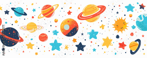 Toy galaxies on a white background. Vector flat minimalistic isolated illustration.