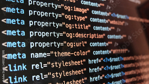 Photography HTML Code on a computer screen