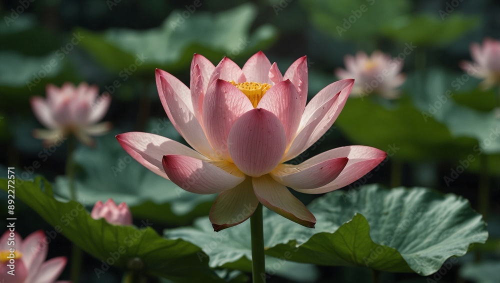 photo of pink lotus flowers blooming in the lake made by AI generative photo of pink lotus flowers blooming in the lake made by AI generative