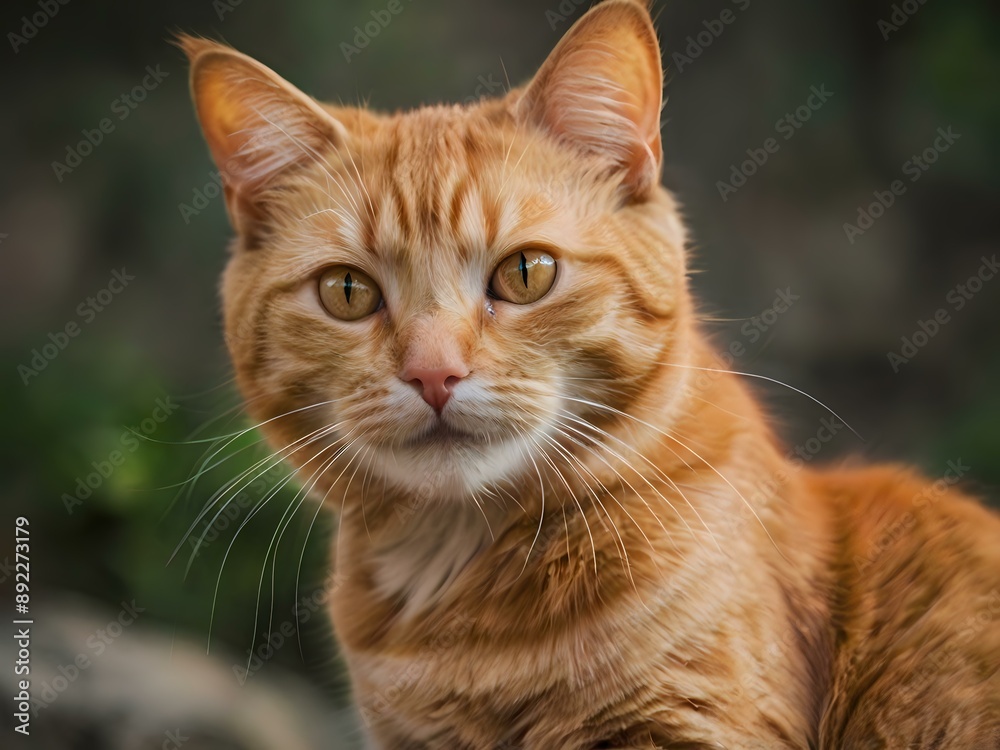 orange cat with blur background, orange cat is sitting and looking orange cat with blur background, orange cat is sitting and looking