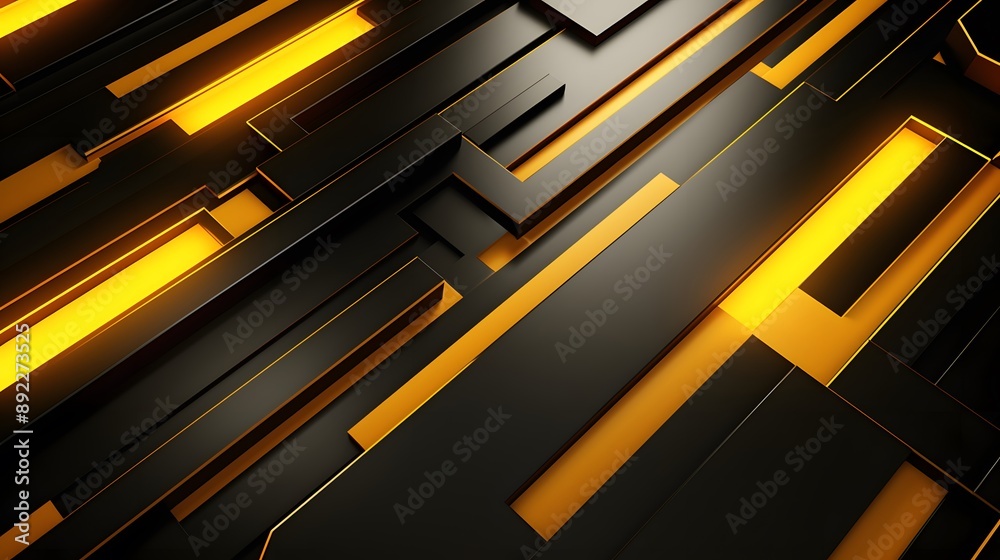 3d rendering of yellow and black abstract geometric background. Scene for advertising, technology, showcase, banner, game, sport, cosmetic, business, metaverse. Sci-Fi Illustration. Product display 3d rendering of yellow and black abstract geometric background. Scene for advertising, technology, showcase, banner, game, sport, cosmetic, business, metaverse. Sci-Fi Illustration. Product display