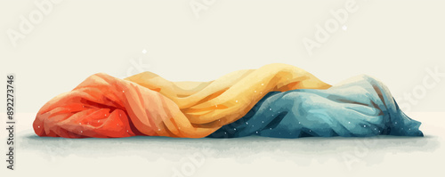 A cozy blanket, its soft folds inviting comfort and warmth, resting on a clean white surface. Vector flat minimalistic isolated illustration.
