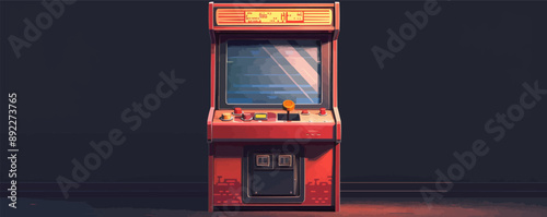 Retro arcade game cabinet with joystick and buttons Vector flat minimalistic isolated illustration