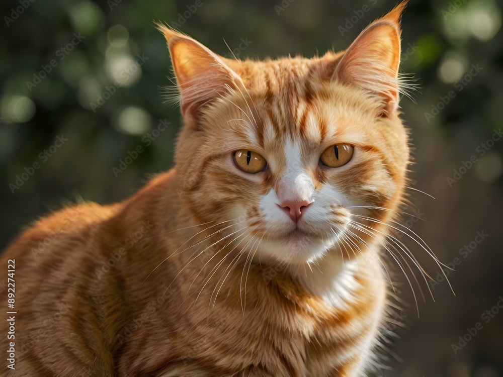 orange cat with blur background, orange cat is sitting and looking orange cat with blur background, orange cat is sitting and looking