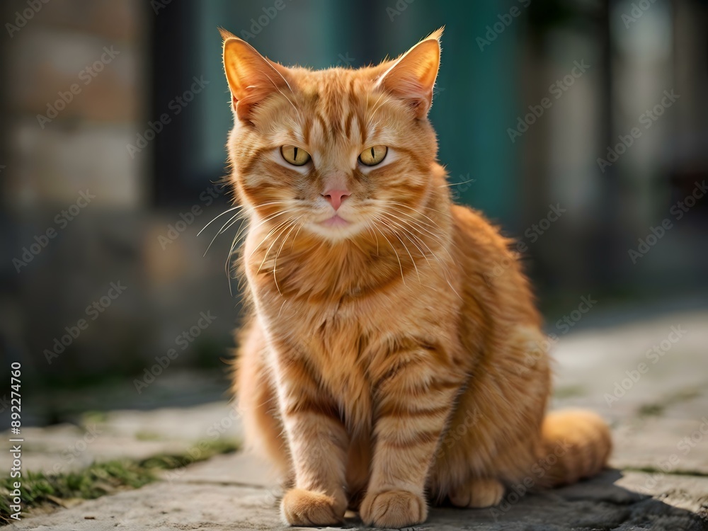 orange cat with blur background, orange cat is sitting and looking orange cat with blur background, orange cat is sitting and looking