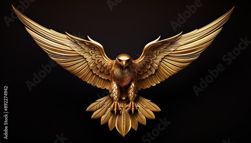 Design a logo of a golden falcon with outstretched wings.