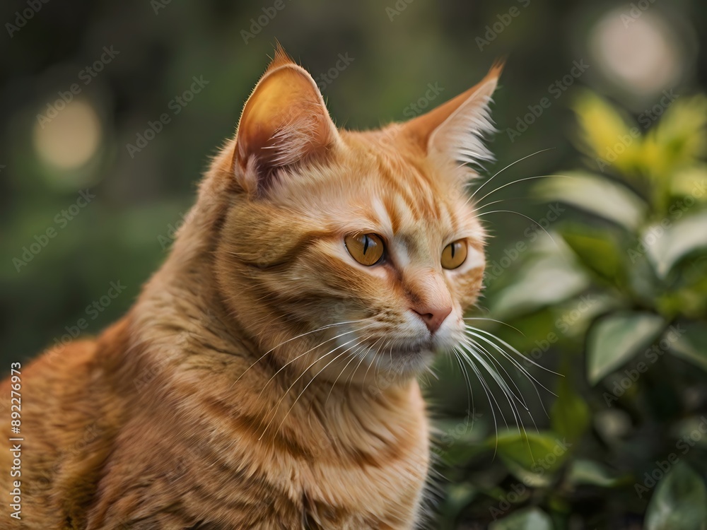 orange cat with blur background, orange cat is sitting and looking orange cat with blur background, orange cat is sitting and looking