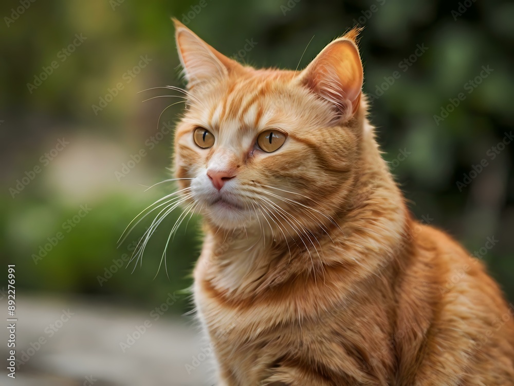 orange cat with blur background, orange cat is sitting and looking orange cat with blur background, orange cat is sitting and looking