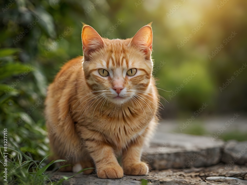 orange cat with blur background, orange cat is sitting and looking orange cat with blur background, orange cat is sitting and looking