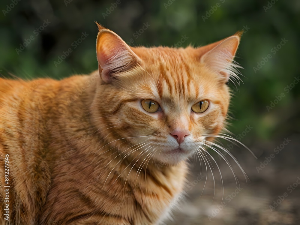 orange cat with blur background, orange cat is sitting and looking orange cat with blur background, orange cat is sitting and looking