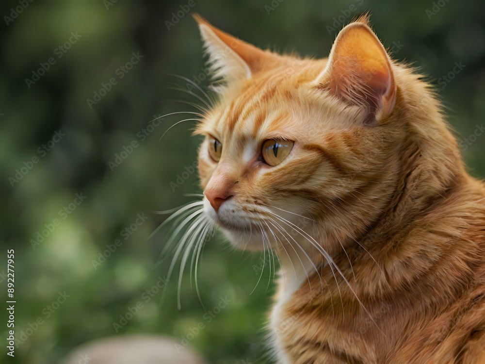 orange cat with blur background, orange cat is sitting and looking orange cat with blur background, orange cat is sitting and looking