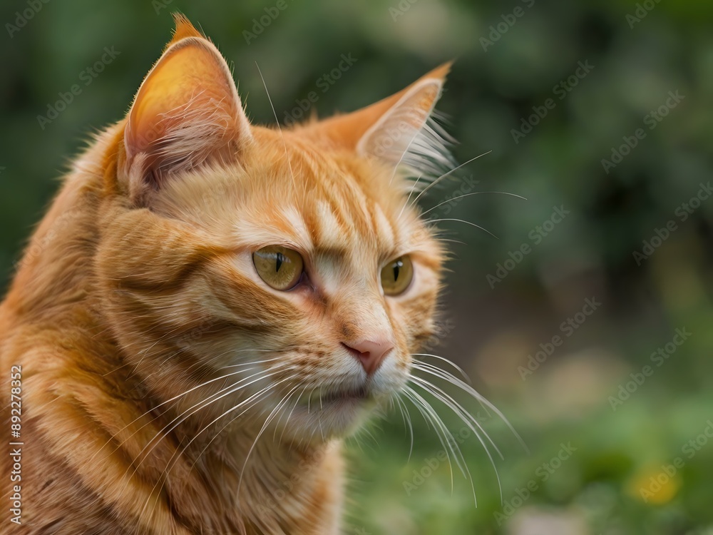 orange cat with blur background, orange cat is sitting and looking orange cat with blur background, orange cat is sitting and looking