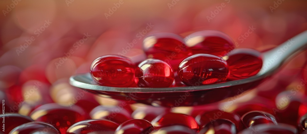 Red Pills in a Spoon with a Bokeh Background