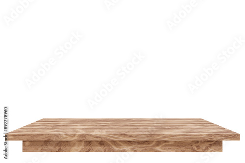 Fototapeta Naklejka Na Ścianę i Meble -  wooden table, wood shelf, desk mock-up empty isolated onwhite backgrounds, for product display. 3d rendering