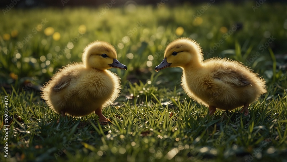 photo of ducklings playing together on the farm made by AI generative photo of ducklings playing together on the farm made by AI generative