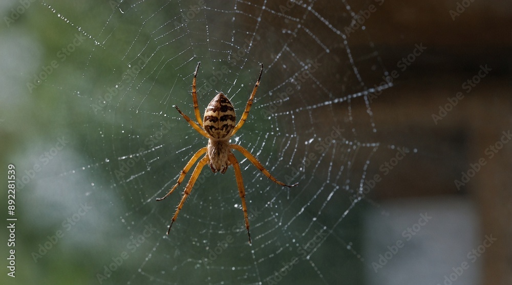 photo of a spider making a web made by AI generative