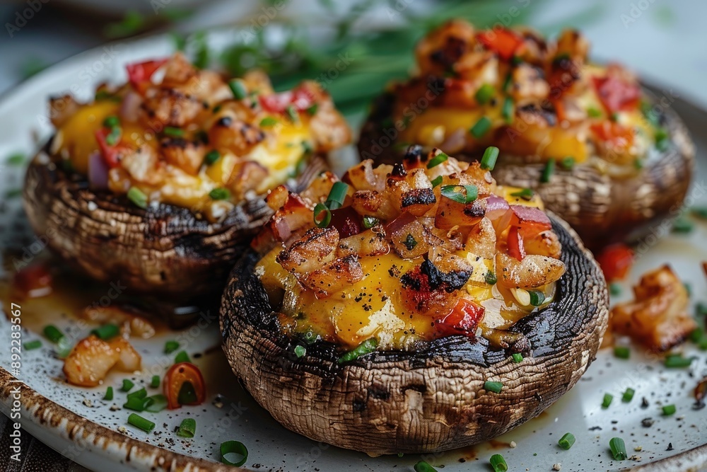 Stuffed Mushrooms with Cheese Bacon and Veggies Stuffed Mushrooms with Cheese Bacon and Veggies