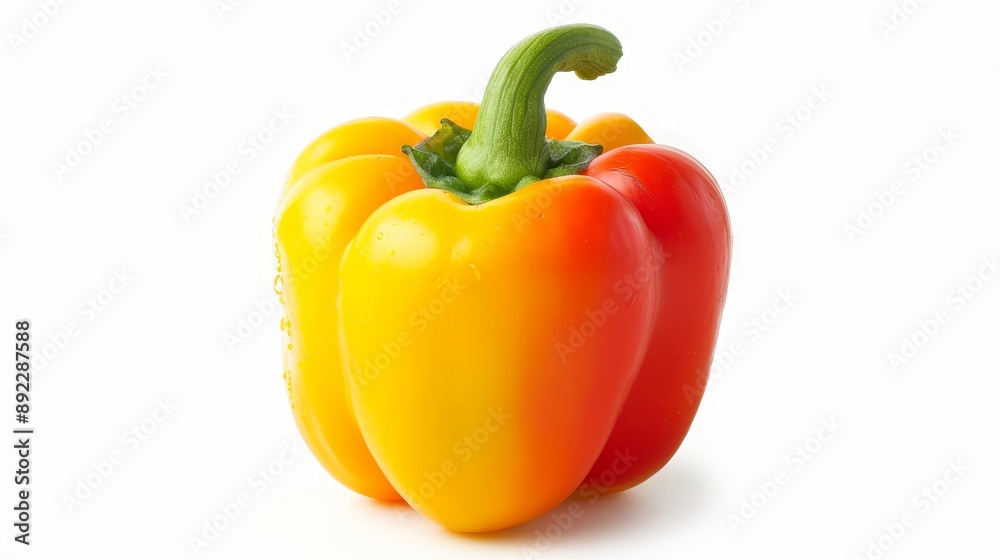 Fresh and healthy bell pepper isolated on a clean white background, showcasing its vibrant color and crisp texture, perfect for culinary use and nutritious meal preparations Fresh and healthy bell pepper isolated on a clean white background, showcasing its vibrant color and crisp texture, perfect for culinary use and nutritious meal preparations