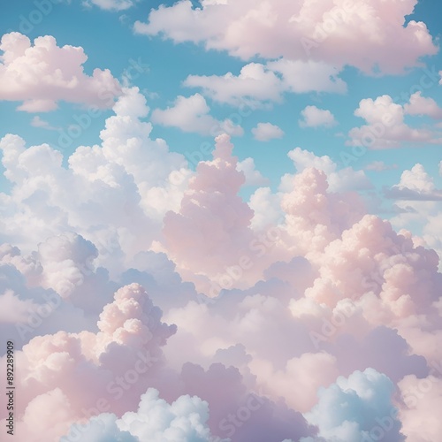 Feather with cloud with sweet pastel