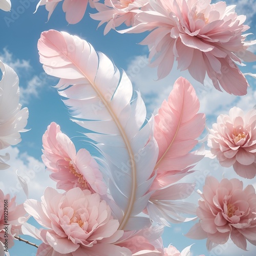 Feather with cloud with sweet pastel