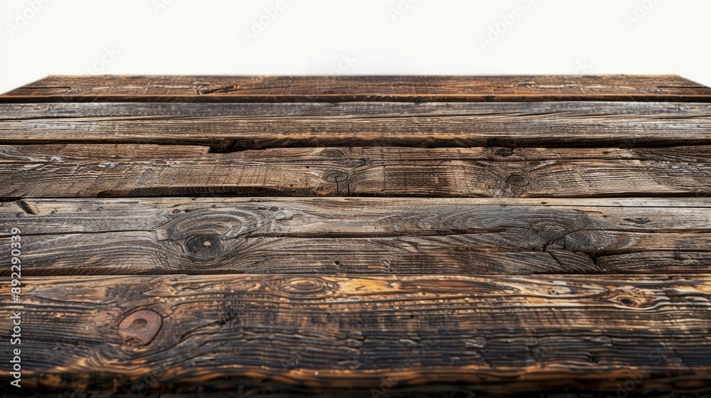 Obraz premium Weathered wooden table background isolated surface