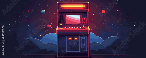 Nostalgic arcade game machine with joystick and buttons Vector flat minimalistic isolated illustration