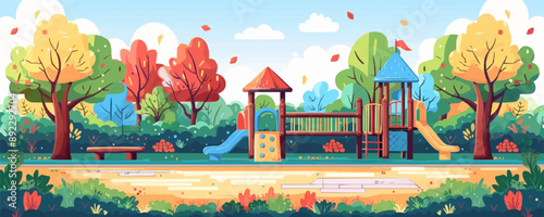 Park with a playground Vector flat minimalistic isolated illustration