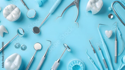 Dental concept healthy equipment tools dental care Professional banner. 