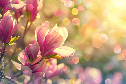 White Flowers with Sunlight Bokeh for Elegant Floral Background and Nature Beauty Copyspace